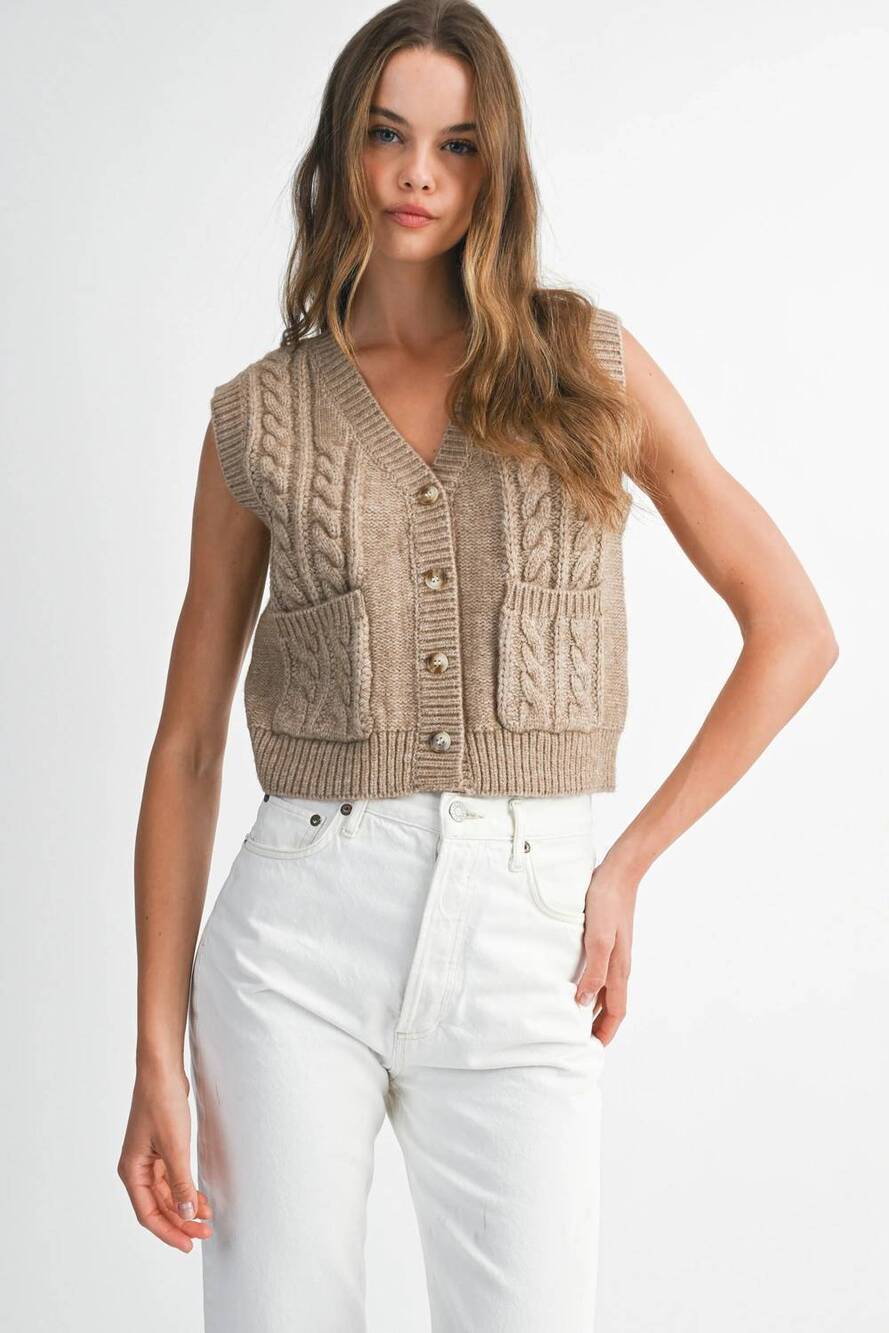 NEW MABLE suzanne sweater vest in light mocha